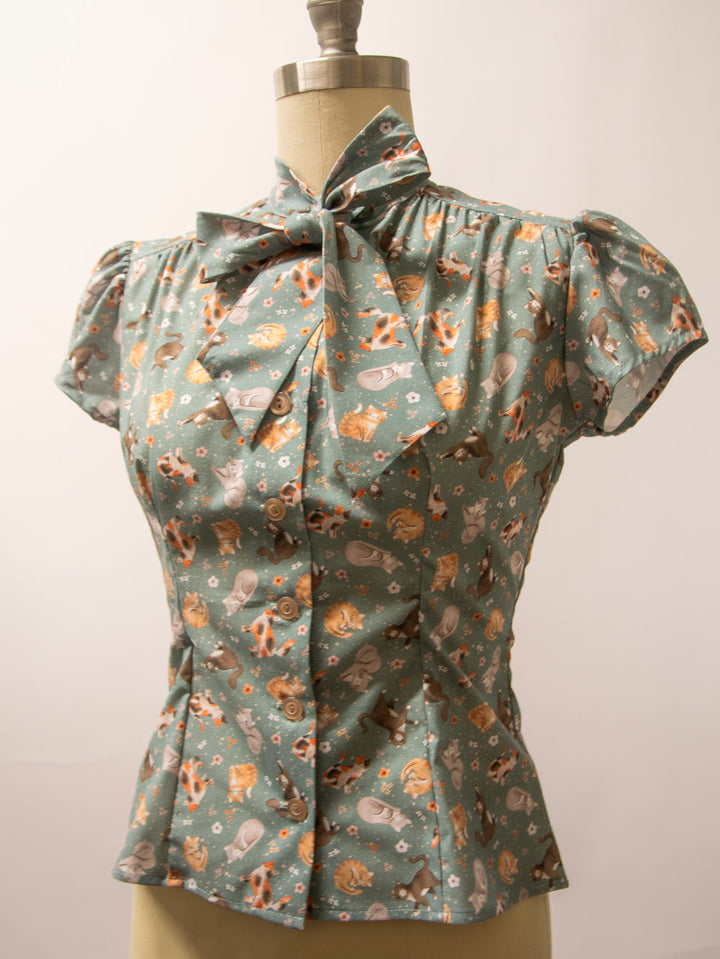 Estelle Blouse - All My Friends are Cats, Silver