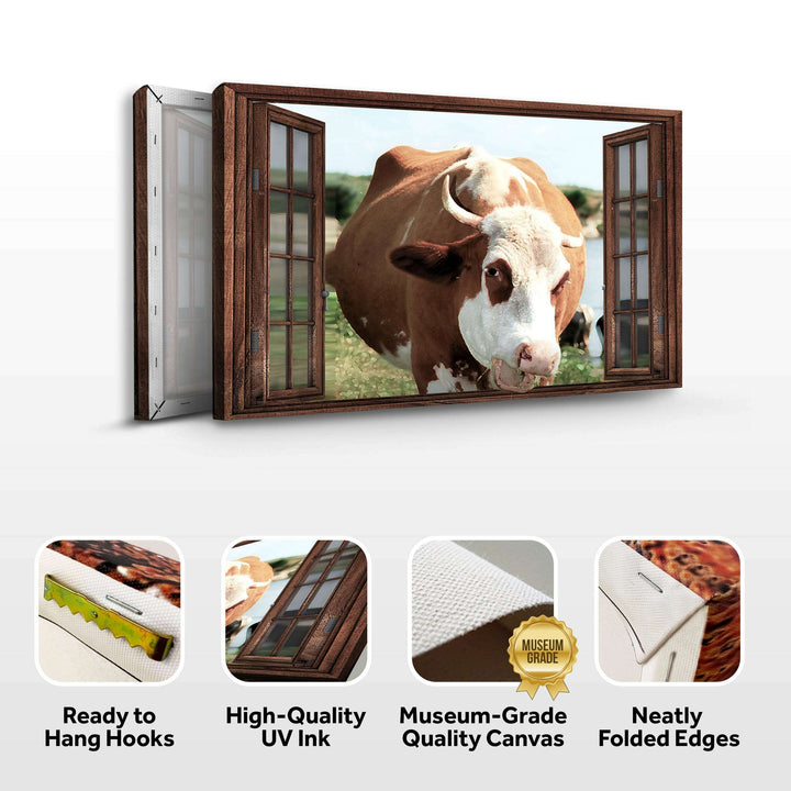 Cattle On Window Canvas Wall Art