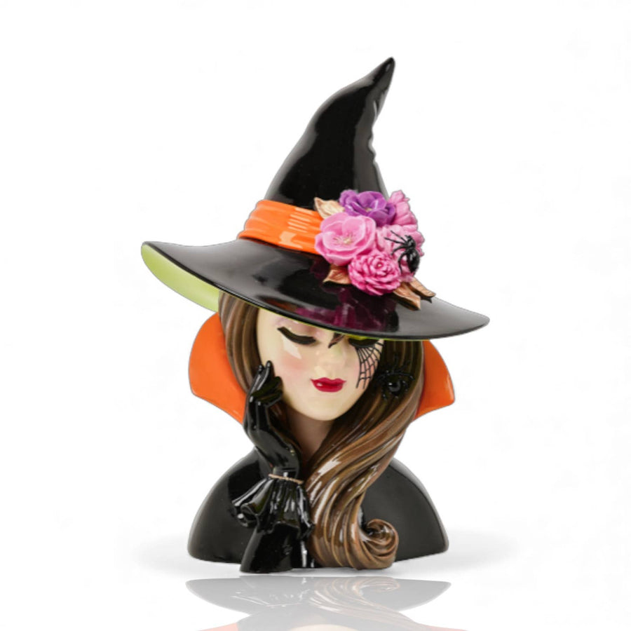 15.5 inch chic witch bust sculpture with hat, December Diamonds Halloween decor