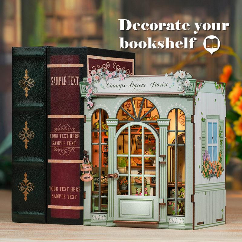 Champs-Elysees Street Shop Dollhouse Kit - Miniature Wizardi Roombox Kit with LED Light F07M51-86-CWGC201