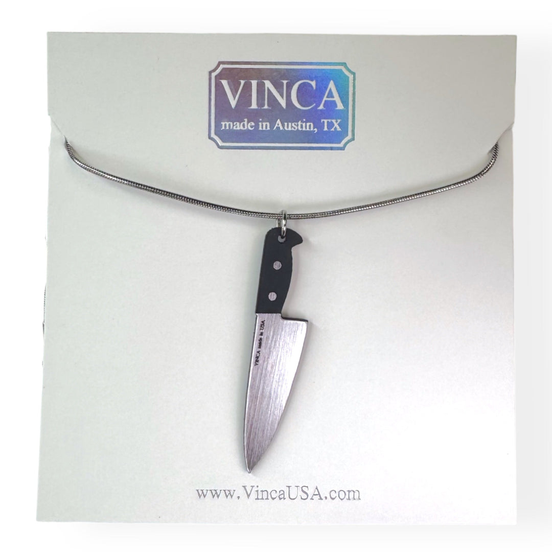 Last Chance! Chef's Knife Necklace in Silver/Black