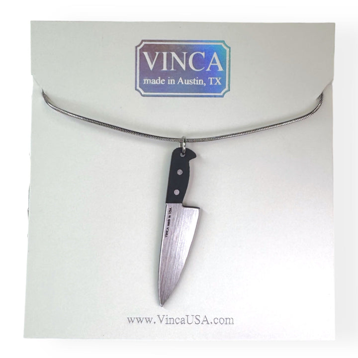 Last Chance! Chef's Knife Necklace in Silver/Black