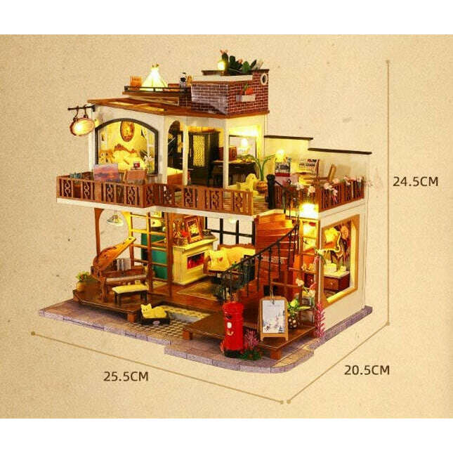 Cherish Time Dollhouse Kit - Miniature Wizardi Roombox Kit with LED Light F07M51-75-ES008-A