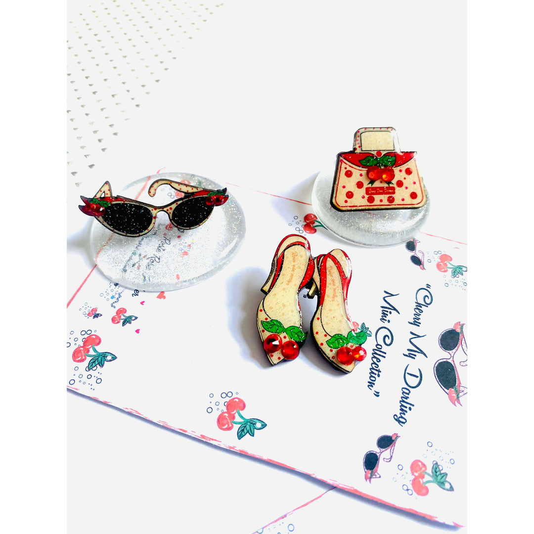 Cherry Handbag Pin Retro 50s Inspired Brooch