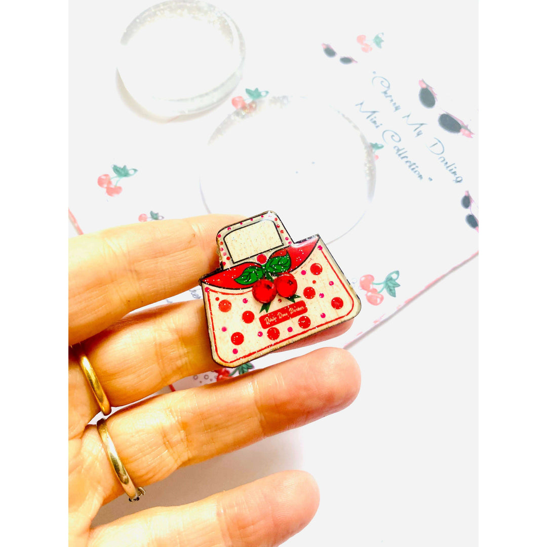 Cherry Handbag Pin Retro 50s Inspired Brooch