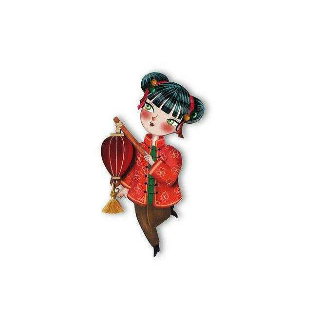 Chinese Girl Lantern Brooch by LaliBlue - Quirks!