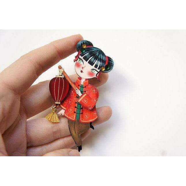 Chinese Girl Lantern Brooch by LaliBlue - Quirks!