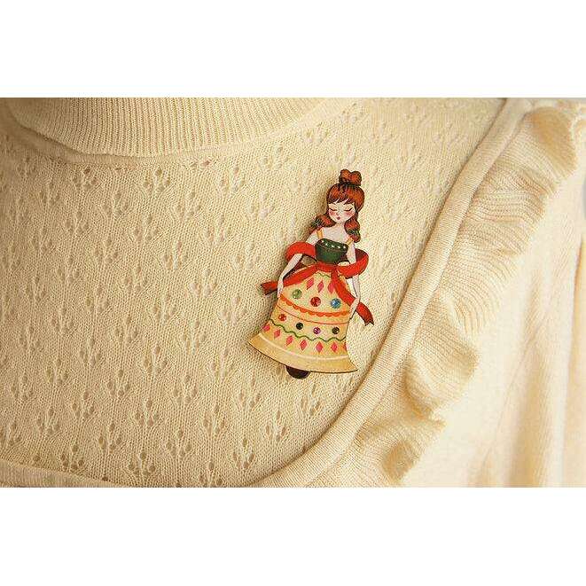 Christmas Bell Girl Brooch by LaliBlue - Quirks!