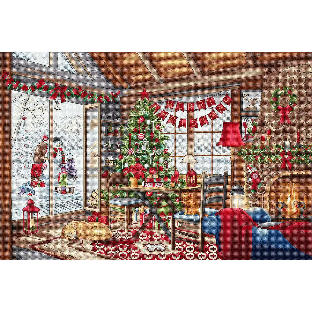 Christmas Cabin L8105 Counted Cross Stitch Kit