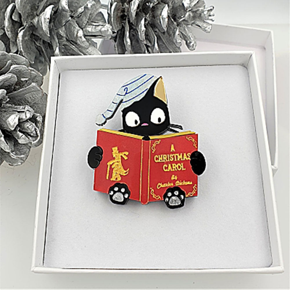 Christmas Carol Cat Brooch by Cherryloco Jewellery 2