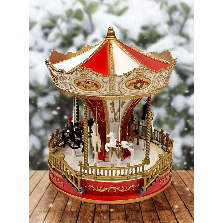 Christmas Carousel Decoration. Animated Christmas Village F07M4-10