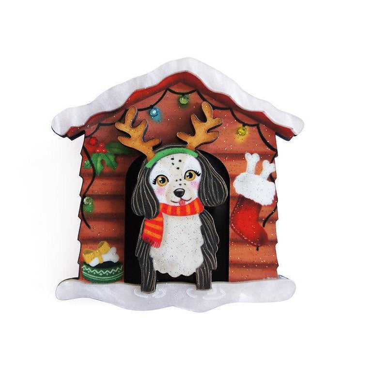 Christmas Dog House Brooch by Laliblue - Quirks!