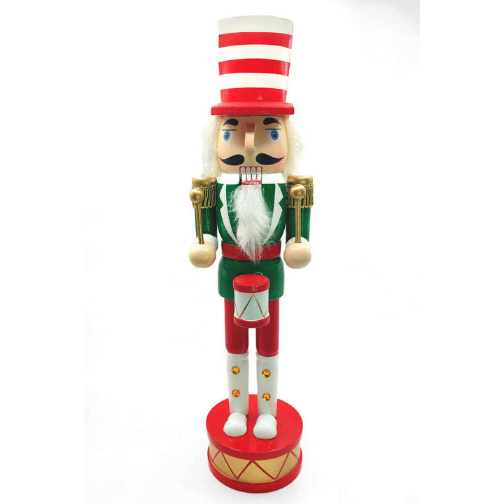 Christmas Drummer Nutcracker. Wizardi Classic Wooden Festive Decoration F07M14-32-N01819A
