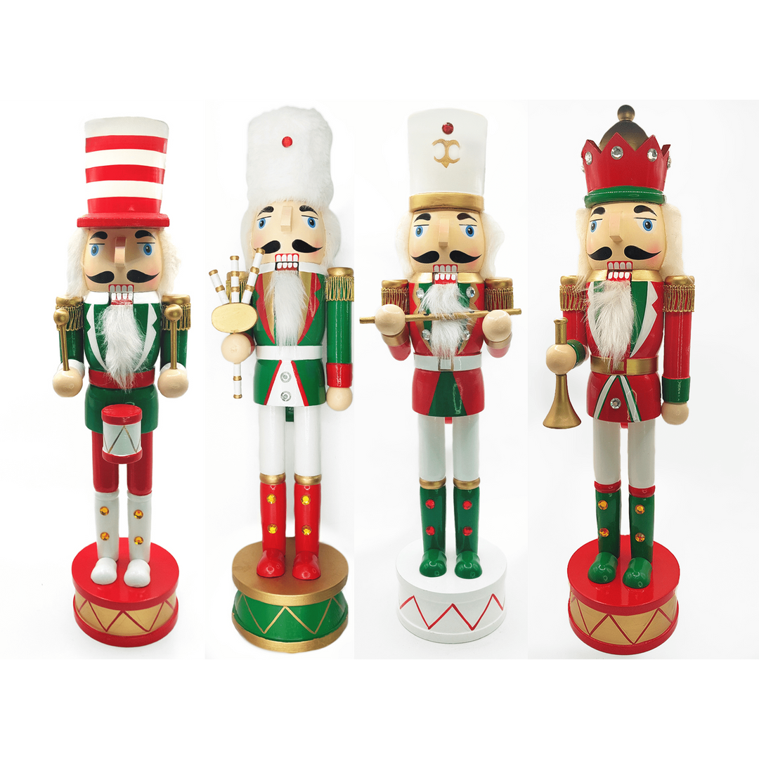 Christmas Drummer Nutcracker. Wizardi Classic Wooden Festive Decoration F07M14-32-N01819A