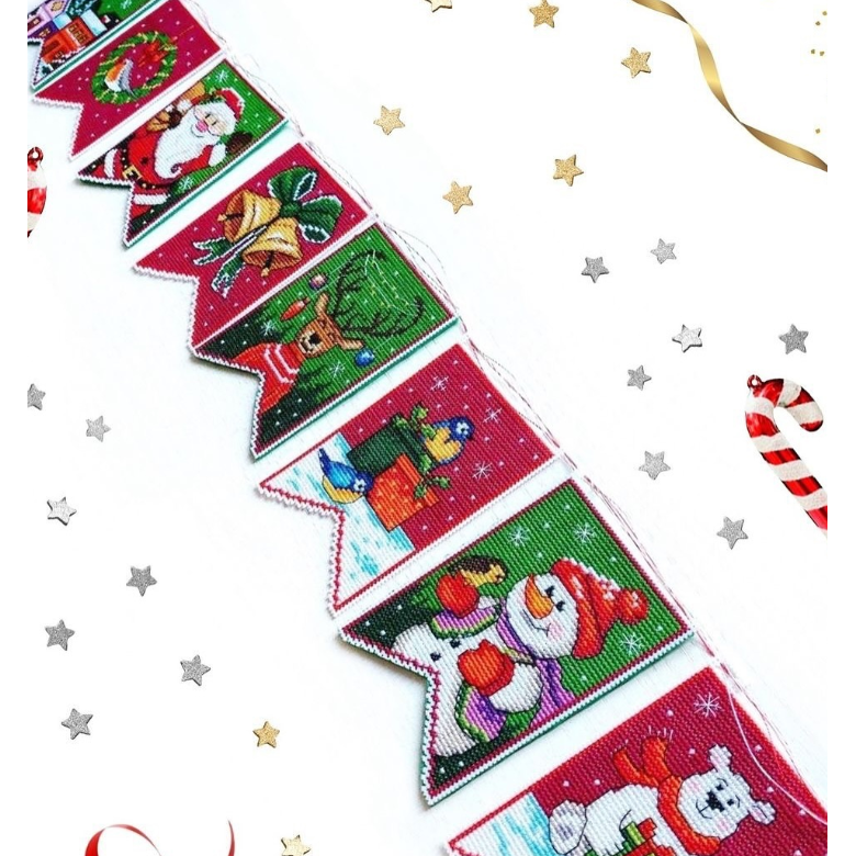 Christmas flags - green 190CS Counted cross stitch kit with plastic canvas