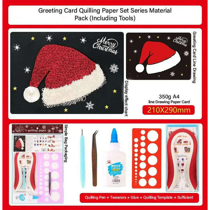 Christmas Hat DIY Making Kit. Paper Quilling Set F07M3-6-Hat2
