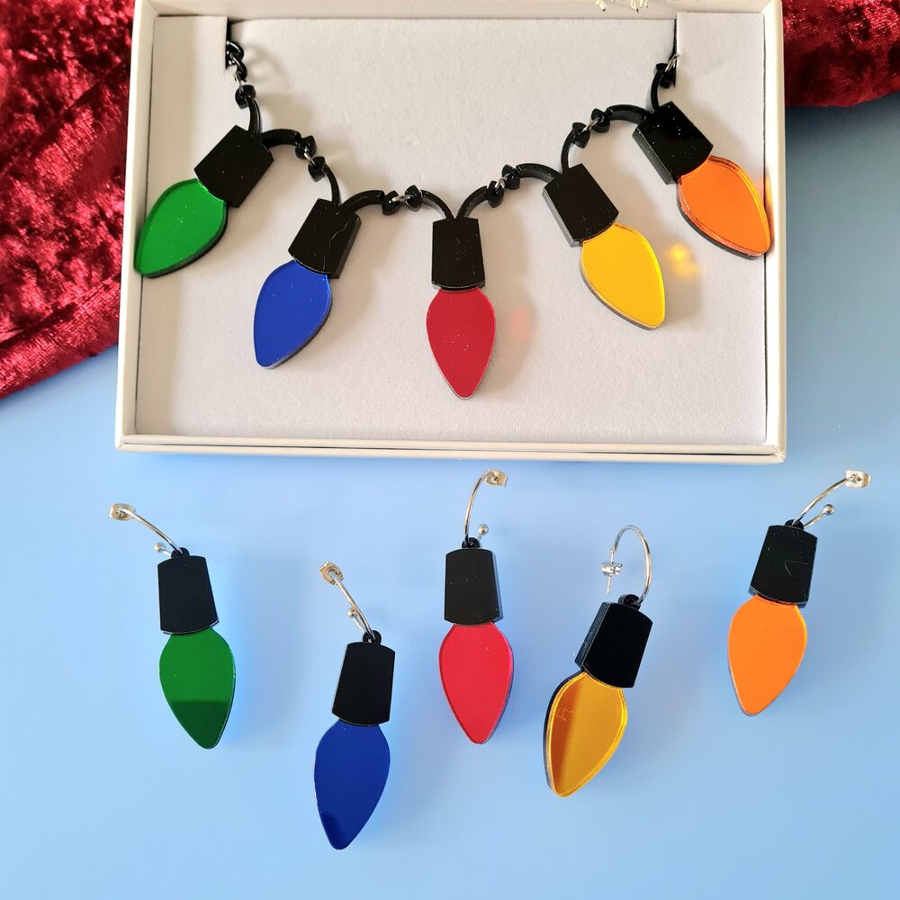 Christmas Lights Hoop Dangle Earrings by Cherryloco Jewellery 1