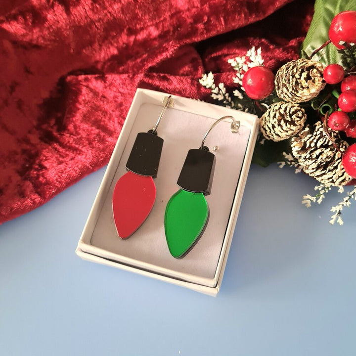 Christmas Lights Hoop Dangle Earrings by Cherryloco Jewellery 3