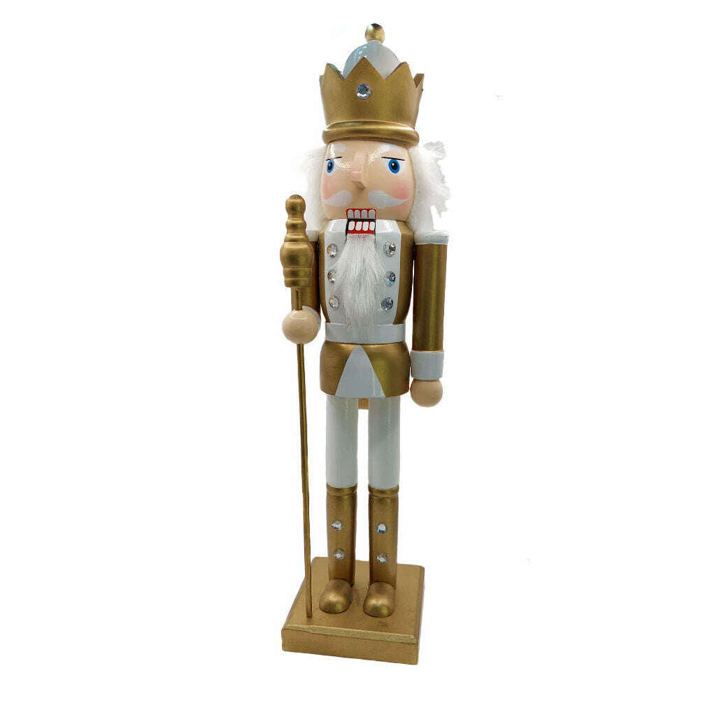 Christmas Nutcracker the Staffbearer. Wizardi Classic Wooden Festive Decoration F07M14-45-N01315B