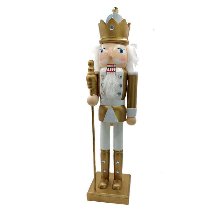 Christmas Nutcracker the Staffbearer. Wizardi Classic Wooden Festive Decoration F07M14-45-N01315B