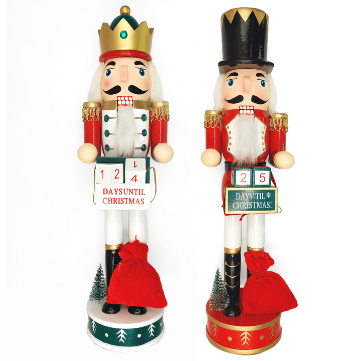 Christmas Nutcracker with a Crown. Wizardi Classic Wooden Festive Decoration F07M14-44-N01830A
