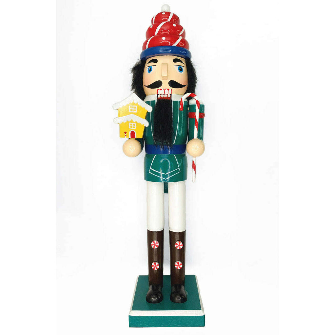 Christmas Nutcracker with a Little House. Wizardi Classic Wooden Festive Decoration F07M14-41-N01058D