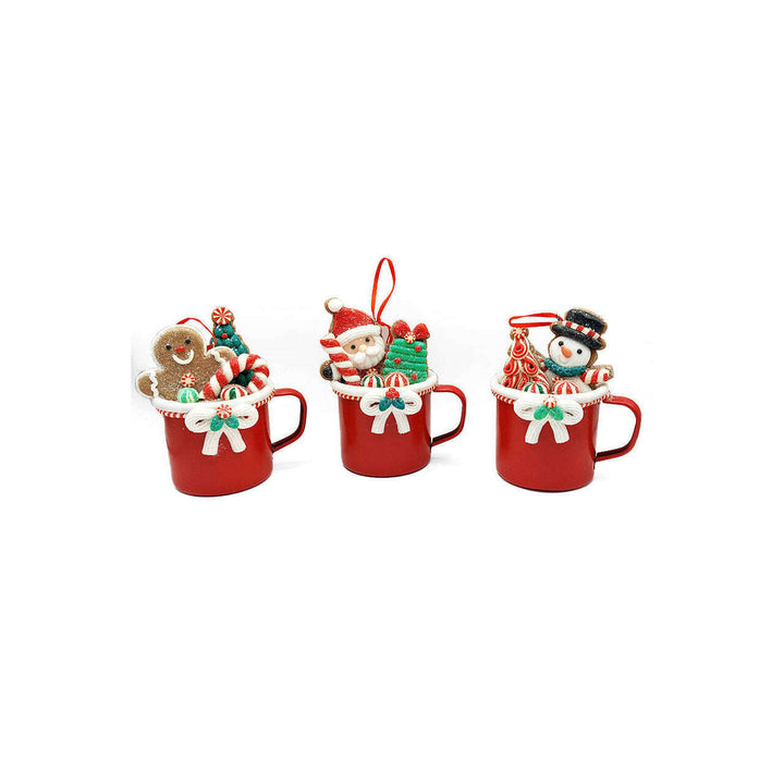 Christmas Ornament - Cup with Gingerbread Man. Wizardi Festive Decoration F07-N2-19-DAA101A