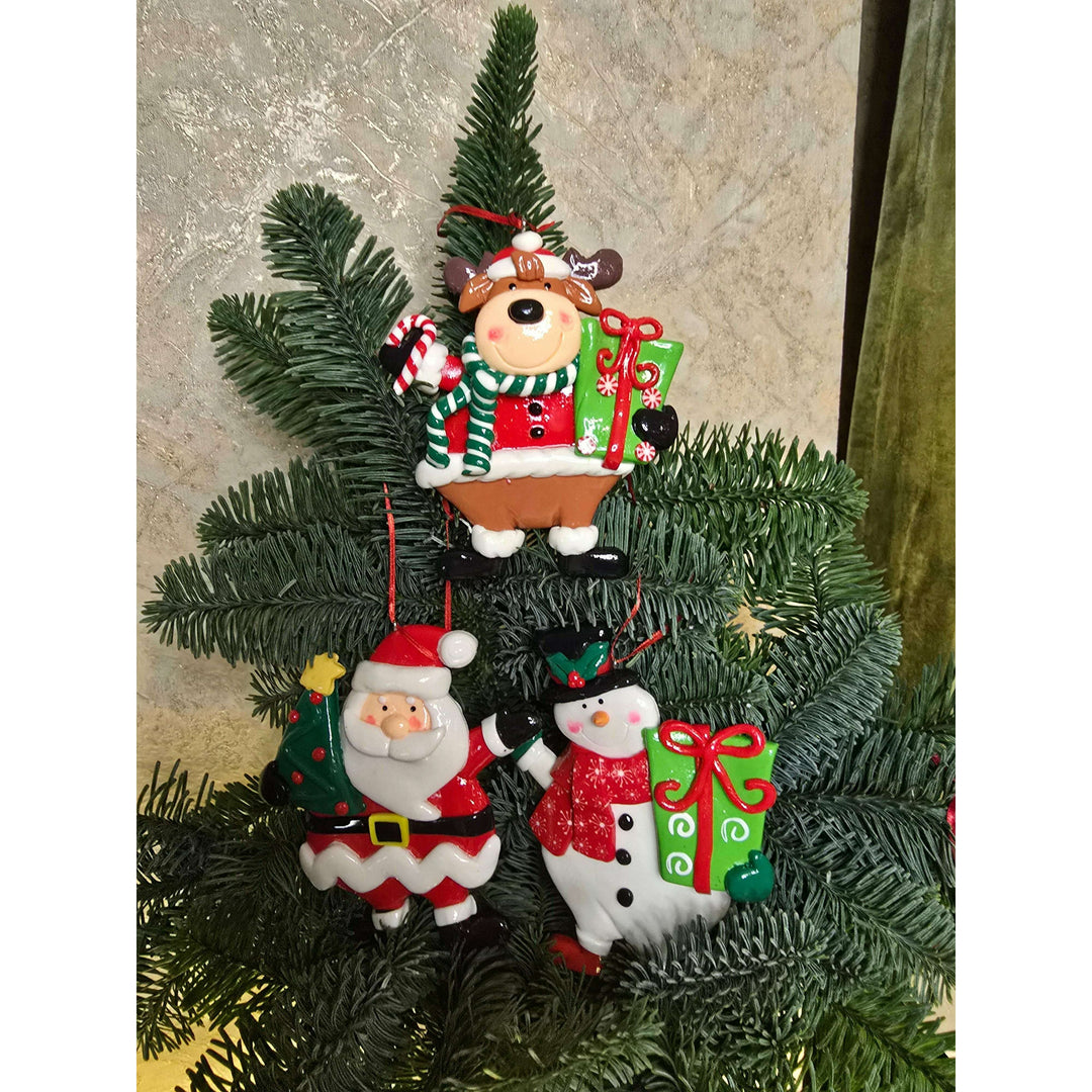 Christmas Ornament - Gloss Gingerbread y  Snowman. Wizardi Festive Decoration F07-N2-13-SEE203B