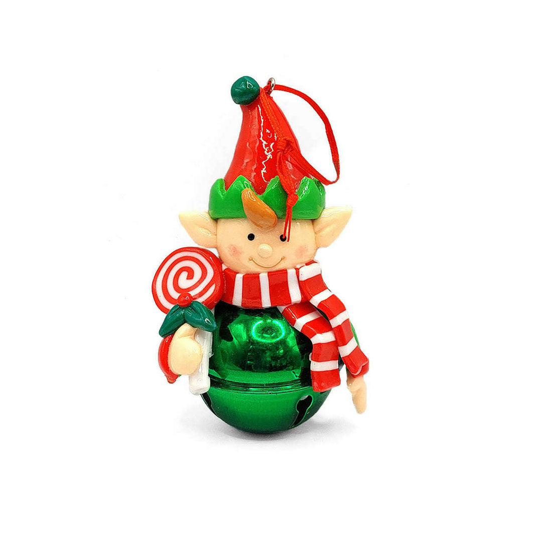 Christmas Ornament - Glossy Gingerbread Elf with Lollipop. Wizardi Festive Decoration F07-N2-17-E2506A
