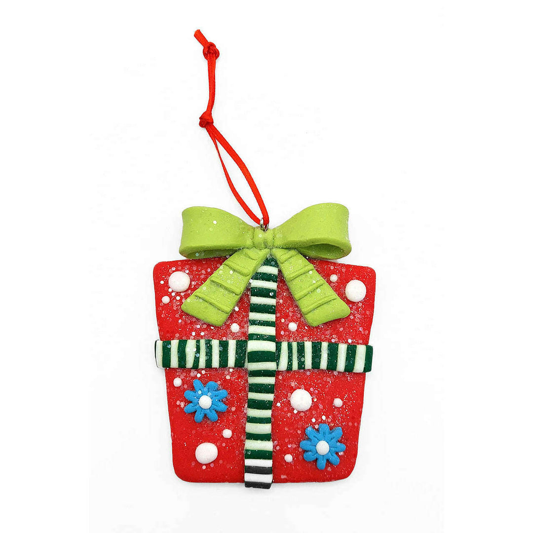 Christmas Ornament - Glossy Gingerbread Gift. Wizardi Festive Decoration F07-N2-6-A2585C