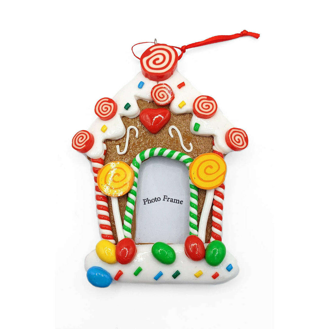 Christmas Ornament - Glossy Gingerbread Gingerbread House Frame. Wizardi Festive Decoration F07-N2-8-SEE200A