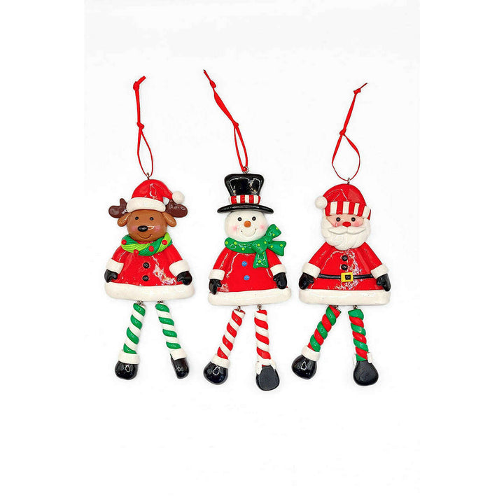 Christmas Ornament - Glossy Gingerbread Reindeer with Dangling Legs. Wizardi Festive Decoration F07-N2-9-SAA202C