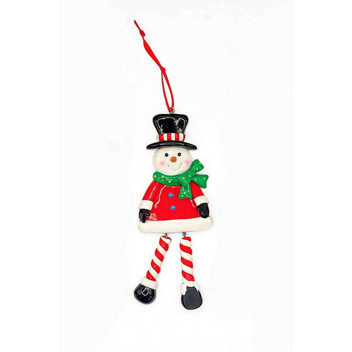 Christmas Ornament - Glossy Gingerbread Snowman with Dangling Legs. Wizardi Festive Decoration F07-N2-9-SAA202B