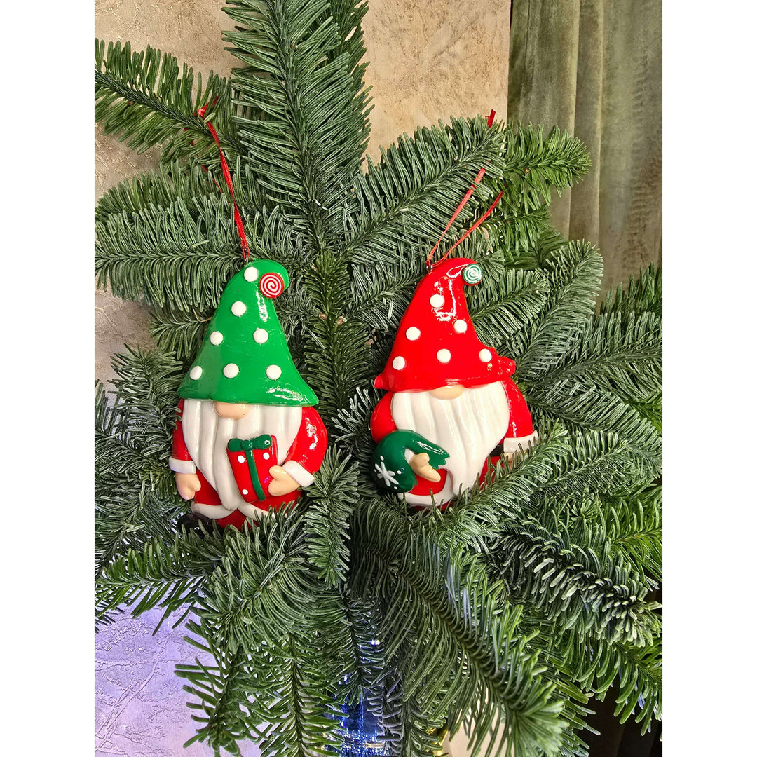 Christmas Ornament Glossy Gingerbread Santa with Candy Cane. Wizardi Festive Decoration F07-N2-7-E2511A