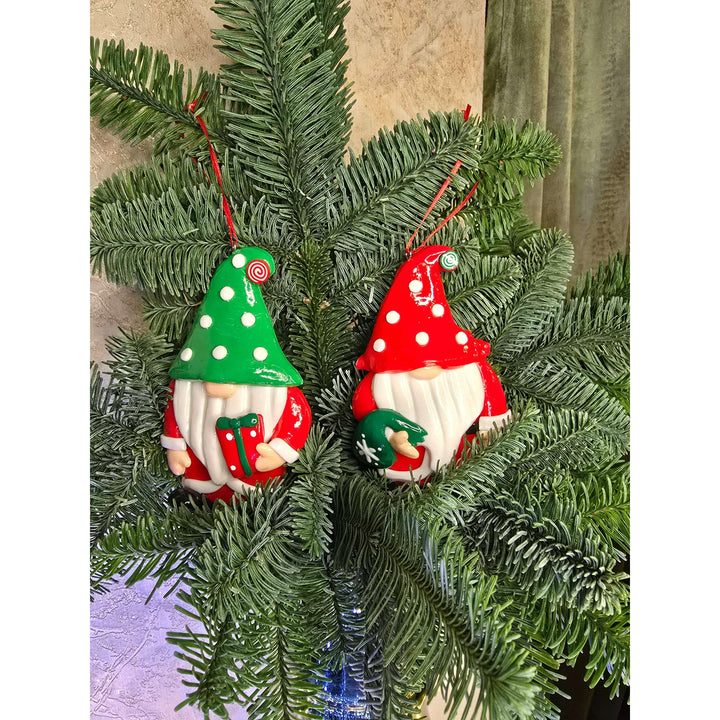 Christmas Ornament Glossy Gingerbread Santa with Candy Cane. Wizardi Festive Decoration F07-N2-7-E2511A
