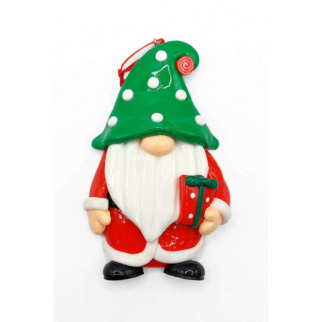 Christmas Ornament Glossy Gingerbread Santa with Wrapped Gift. Wizardi Festive Decoration F07-N2-7-E2511C