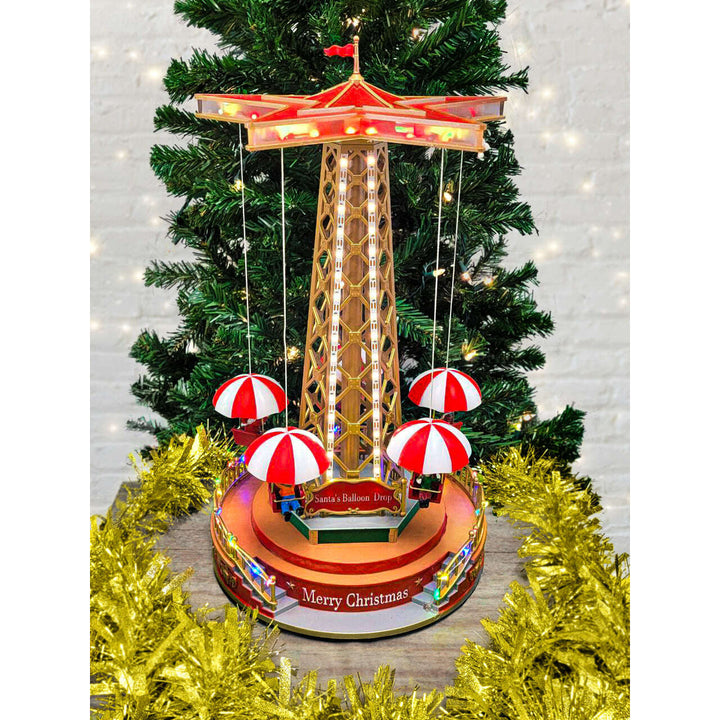 Christmas Parachute Tower. Animated Christmas Village F07M4-8-W201 Christmas Carousel