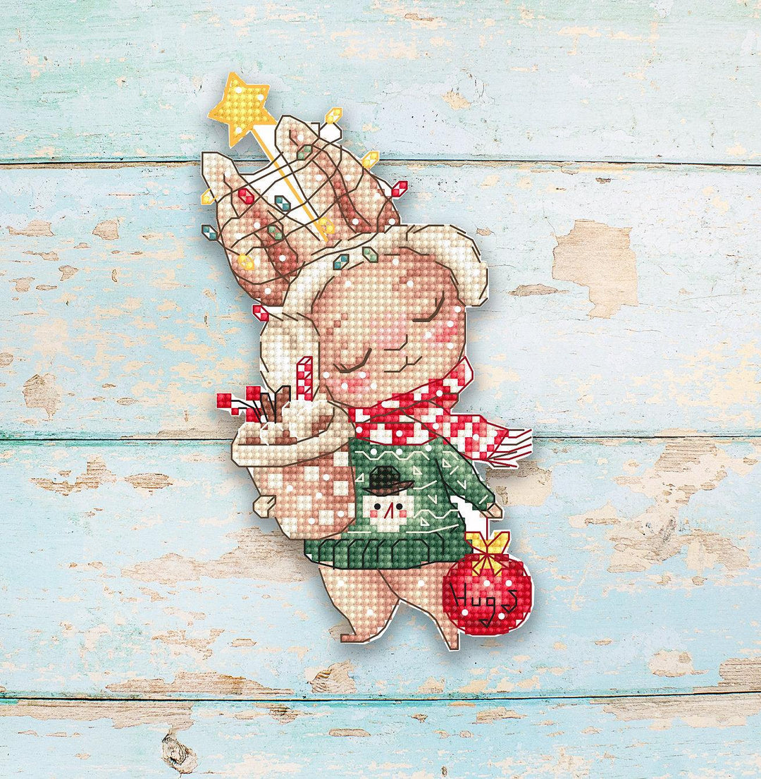 Christmas Rabbit/Ornament L8056 Counted Cross Stitch Kit