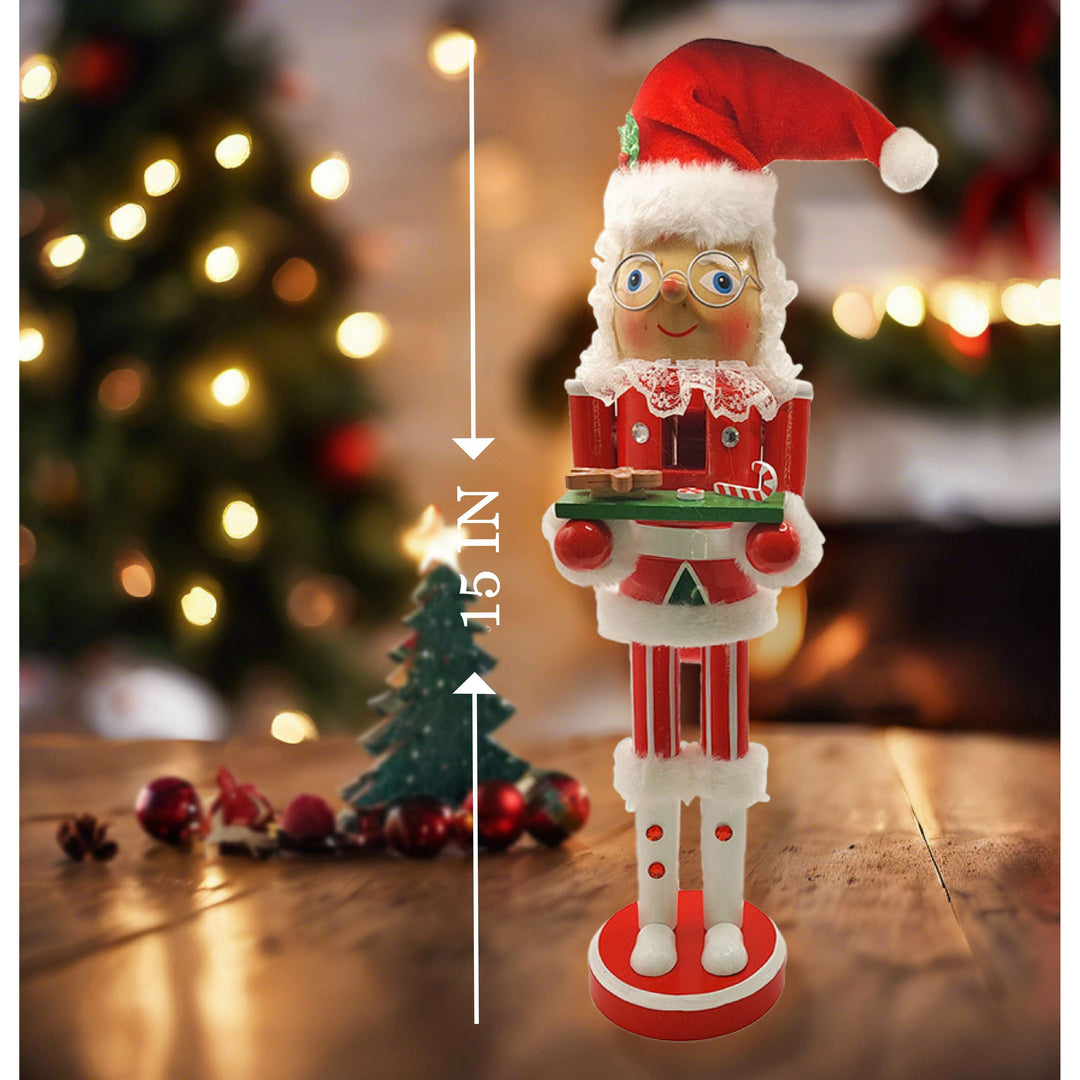 Christmas Santa Nutcracker. Wizardi Classic Wooden Festive Decoration F07M6-6 Gnom