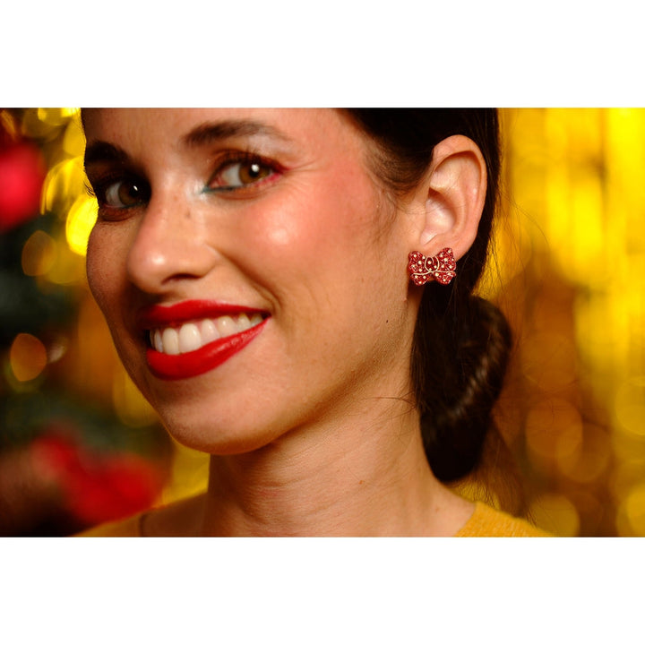 Christmas-Themed Brunette Hair Brooch with Earring Set by Laliblue 12