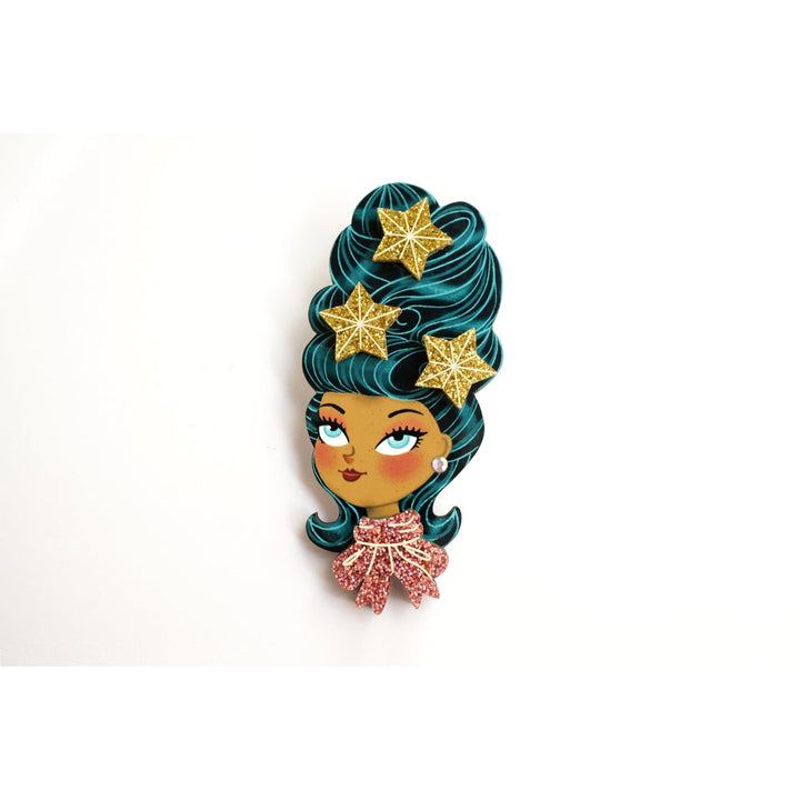 Christmas-Themed Brunette Hair Brooch with Earring Set by Laliblue 5