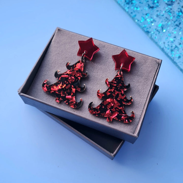 Christmas Tree Dangle Earrings by Cherryloco Jewellery 3