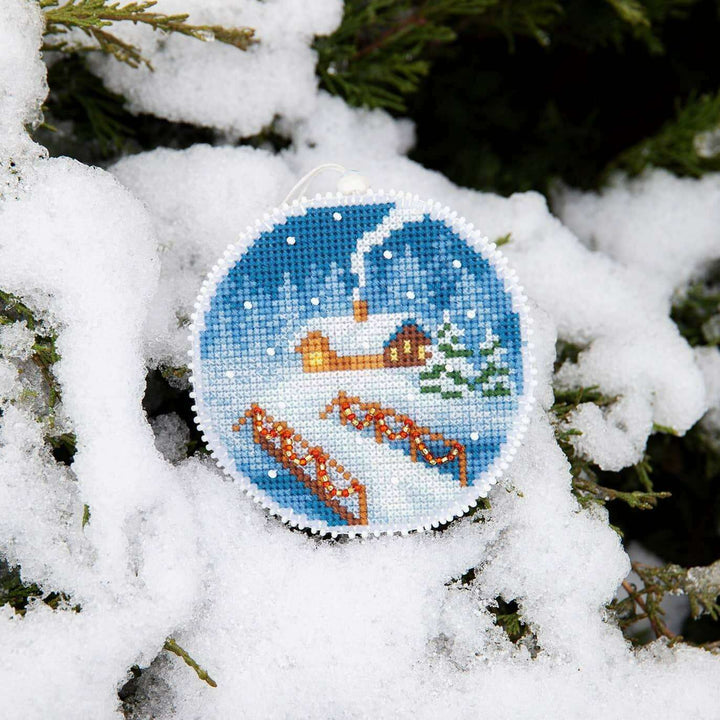 Christmas tree toy. Plastic Canvas Cross-stitch kit T-20C "Winter evening"