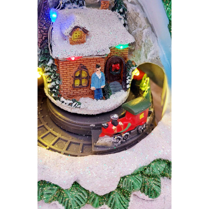 Christmas Tree with Winter Cottage and Train. Christmas Village Wizardi F07-N1-14-2309