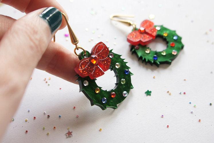 Christmas Wreaths Earrings by Laliblue - Quirks!
