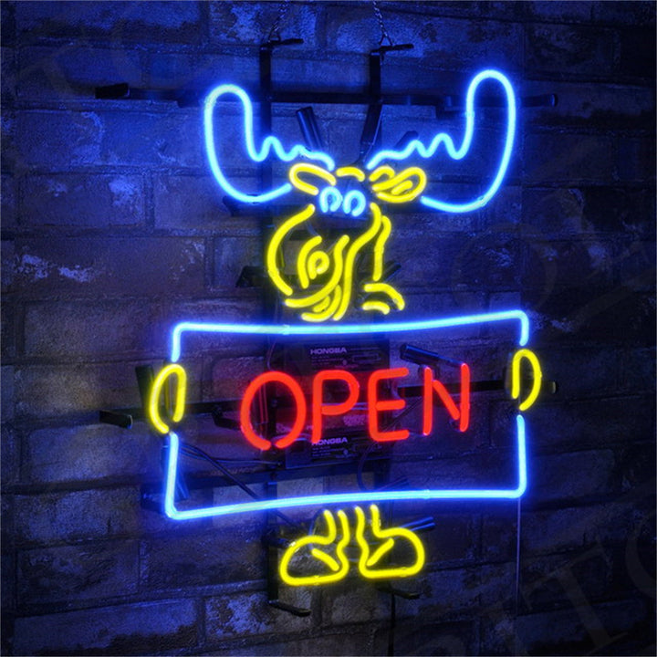 Christmas Elk Deer Open Neon Signs Light