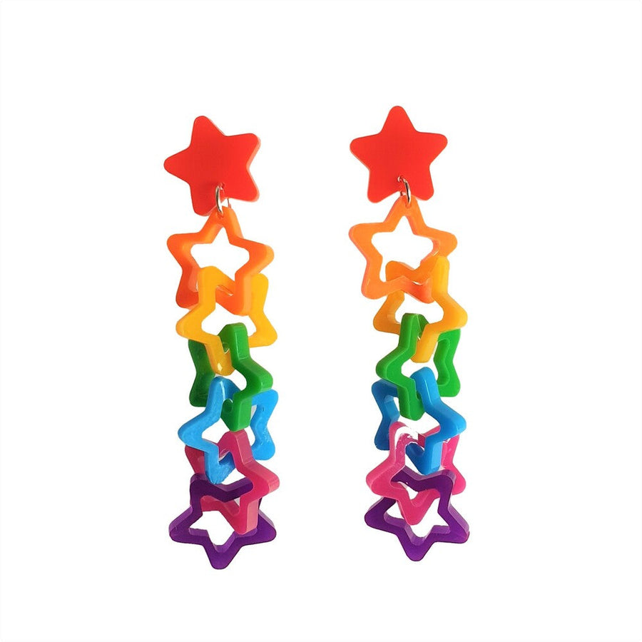 Chunky Rainbow Star Link Earrings by Cherryloco Jewellery