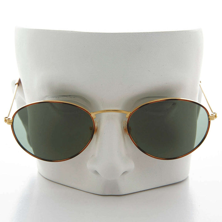 Classic Gold and Tortoise Vintage Sunglass with Glass Lens - Dove