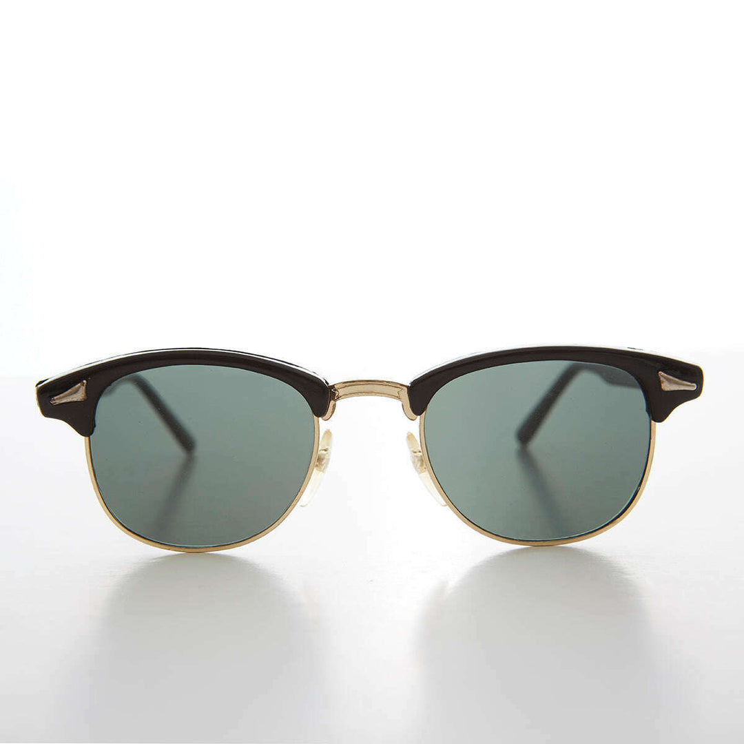 Classic Half Frame Vintage Sunglass with Glass Lens - Hollis