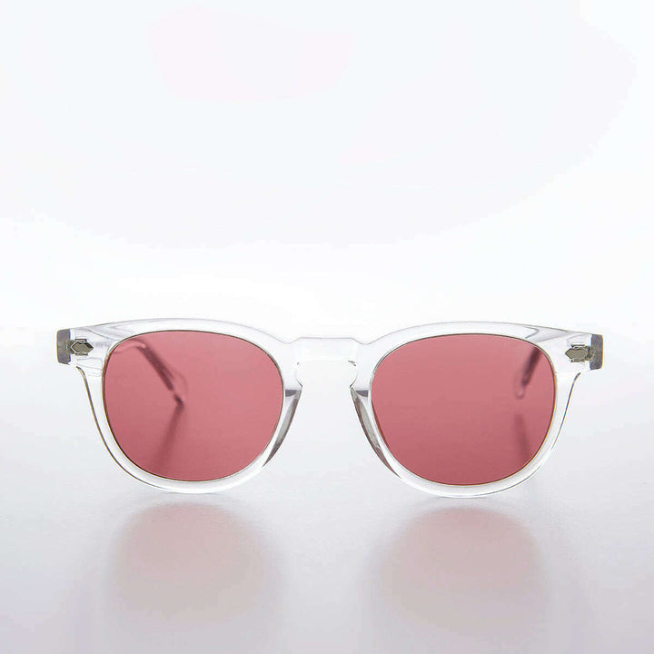 Clear Acetate Square Sunglass with Colored Lenses - Benson